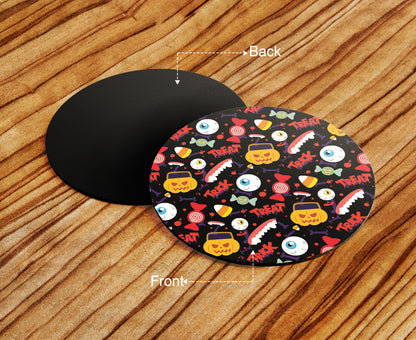 Halloween Pumpkins Pattern Design Full Black 330 ml Coffee Mug with Coaster