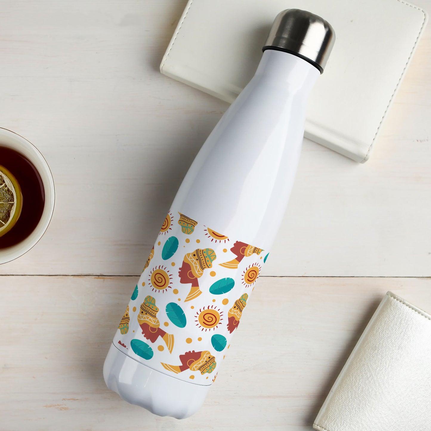 African person and sun pattern Cola Bottle 500ml School Bottle, Picnic Bottle, Leak Proof