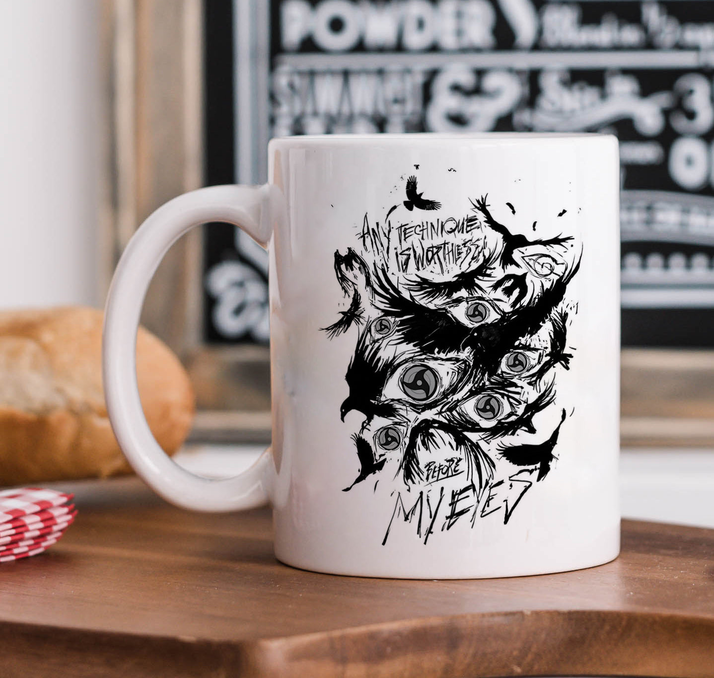 Itachi uchiha mangekyou sharingan design Mug and Keychain Combo 330 ml Coffee Mug