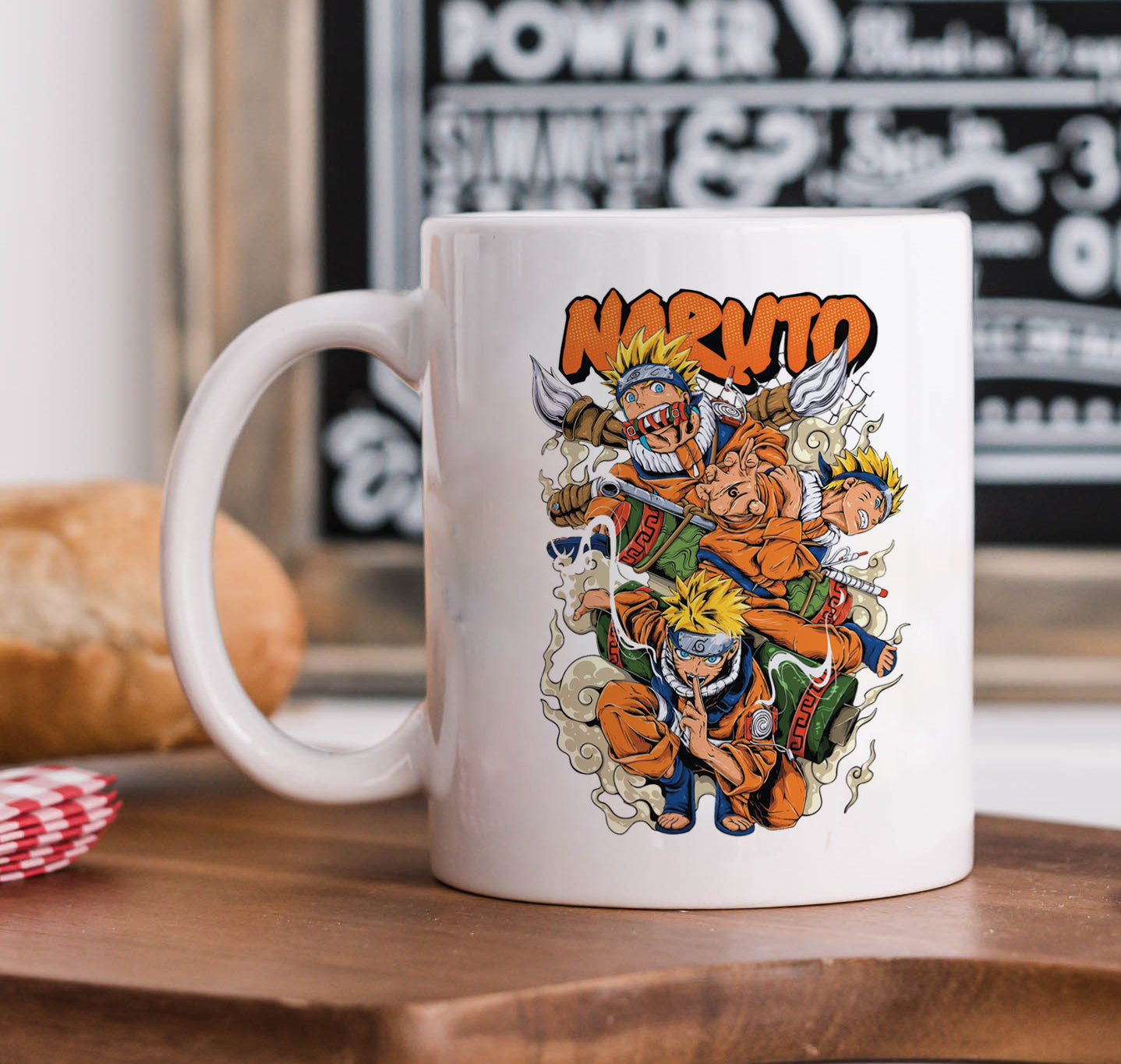 Naruto illustration design Mug and Keychain Combo 330 ml Coffee Mug