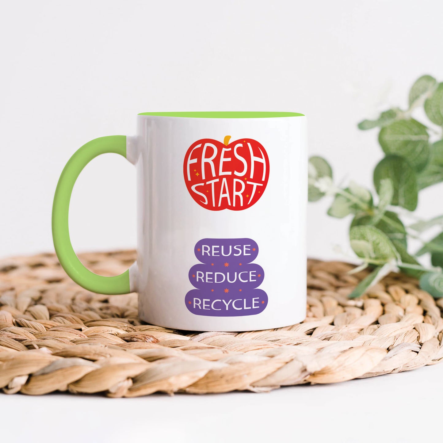 Flat design retro sticker collection Light Green Handle 330 ml Coffee Mug
