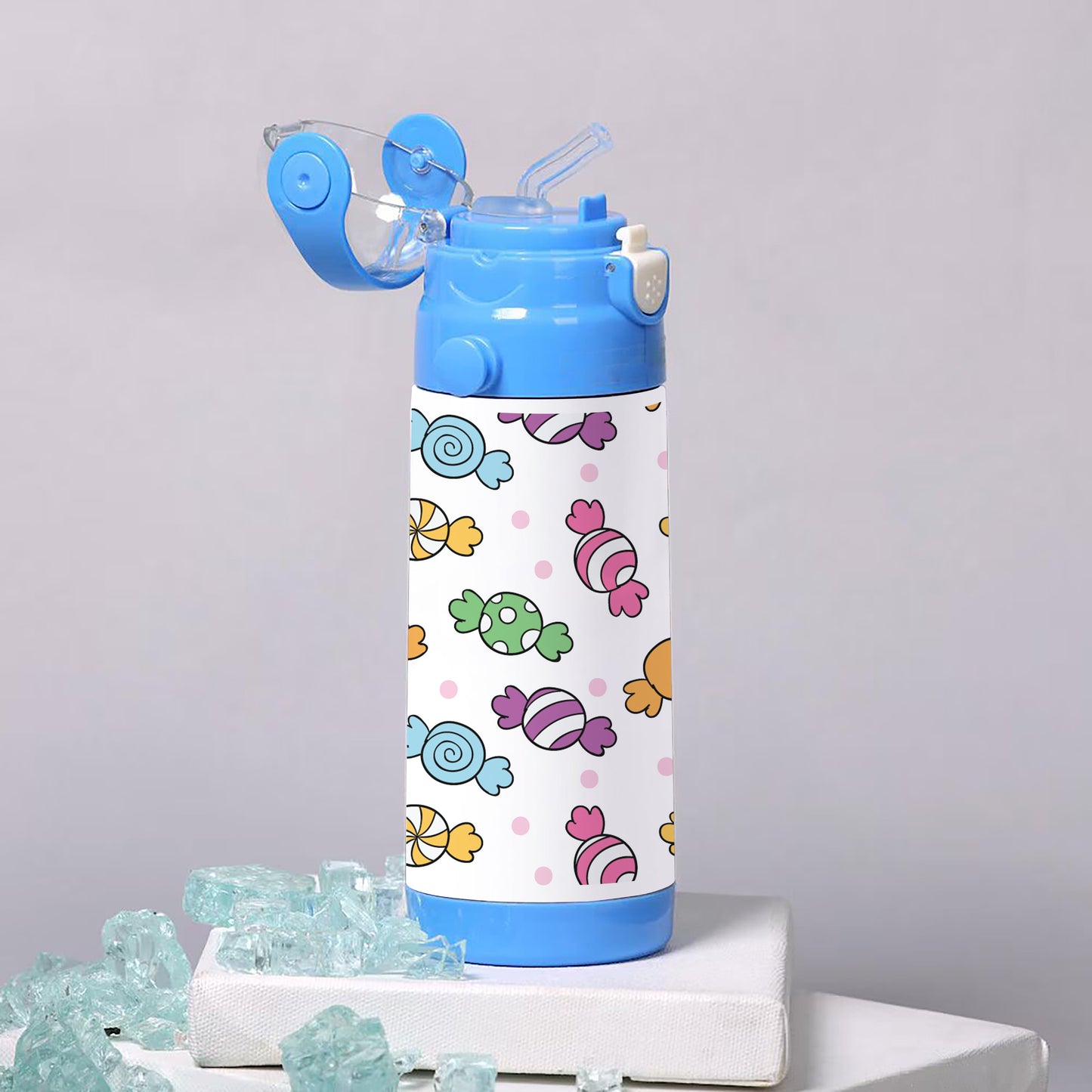 Hand drawn colorful candy pattern 500ml kids Bottle