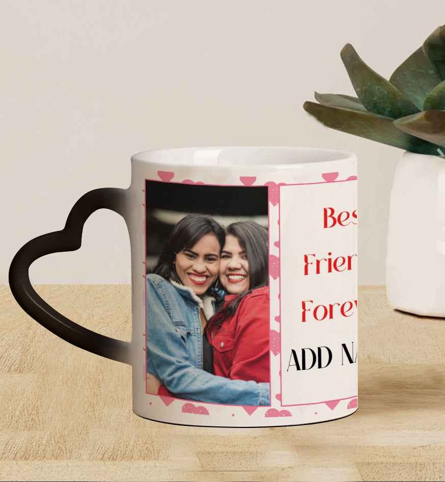 Best Friend forever customized Add two photos magic mug 330 ml Coffee Mug
