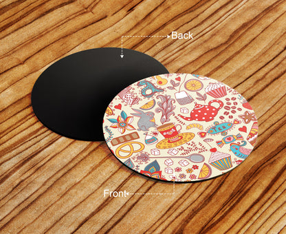 Tea and sweets seamless doodle pattern Combo Mugs and Coaster(Set of 2 Mugs and 2 coasters) 330 ml Coffee Mug