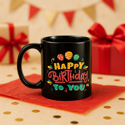 Happy Birthday 330 ml Black Coffee Mug (Pack of 1)