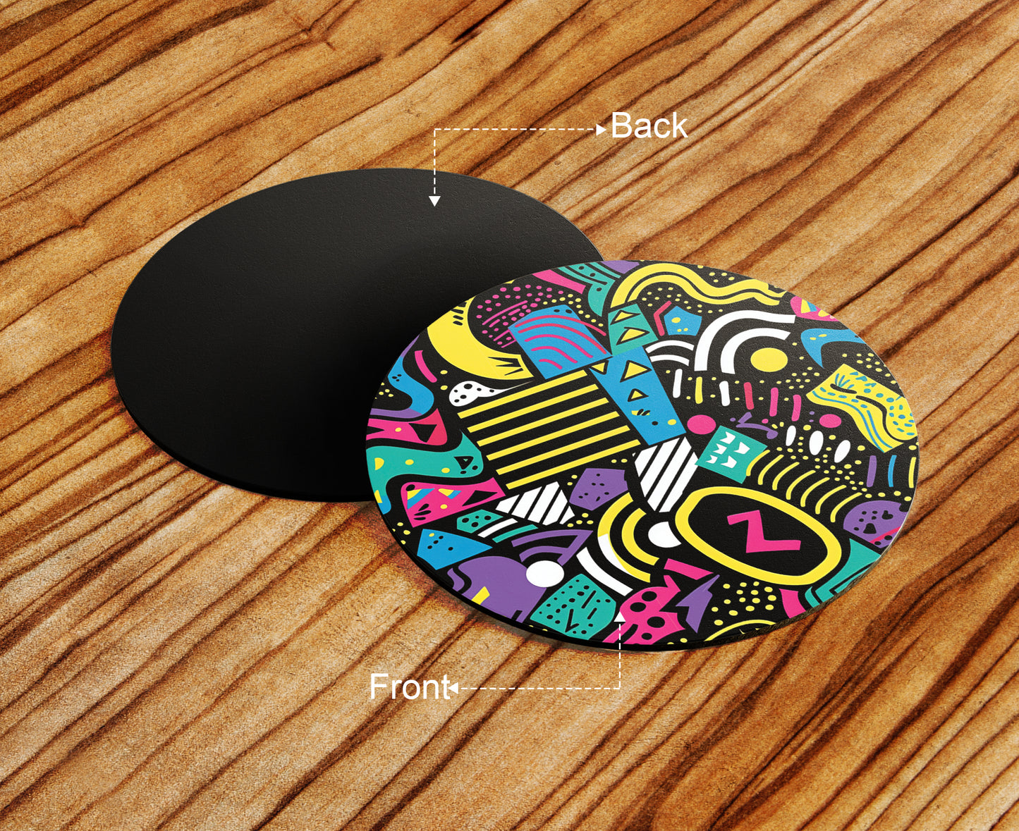 Doodle Art Seamless Shapes and Textures Pattern Combo Mugs and Coaster(Set of 2 Mugs and 2 coasters) 330 ml Full Black Coffee Mug