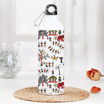 Hand drawn traditional the ancient tribal art India Printed Normal Sipper Water Bottle 750 ml For Gym, Yoga, Kids, Boys, Girls, Brother, Sister, Babies, Baby, Workout, Adults