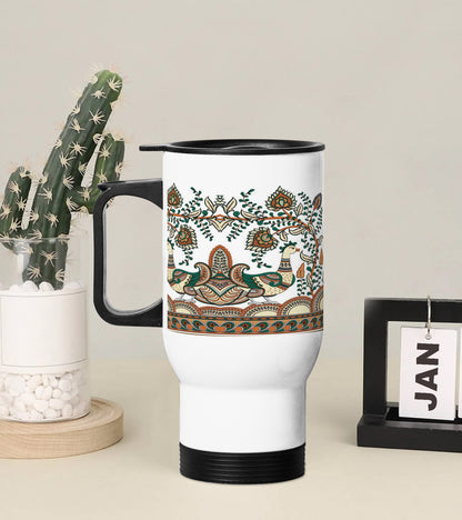 Digital Kalamkari Design Printed 350ML Travel MUG