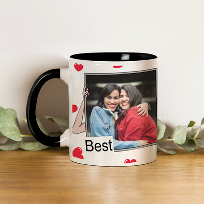 Best Friend forever customized Add One photo black handle 330 ml Coffee Mug