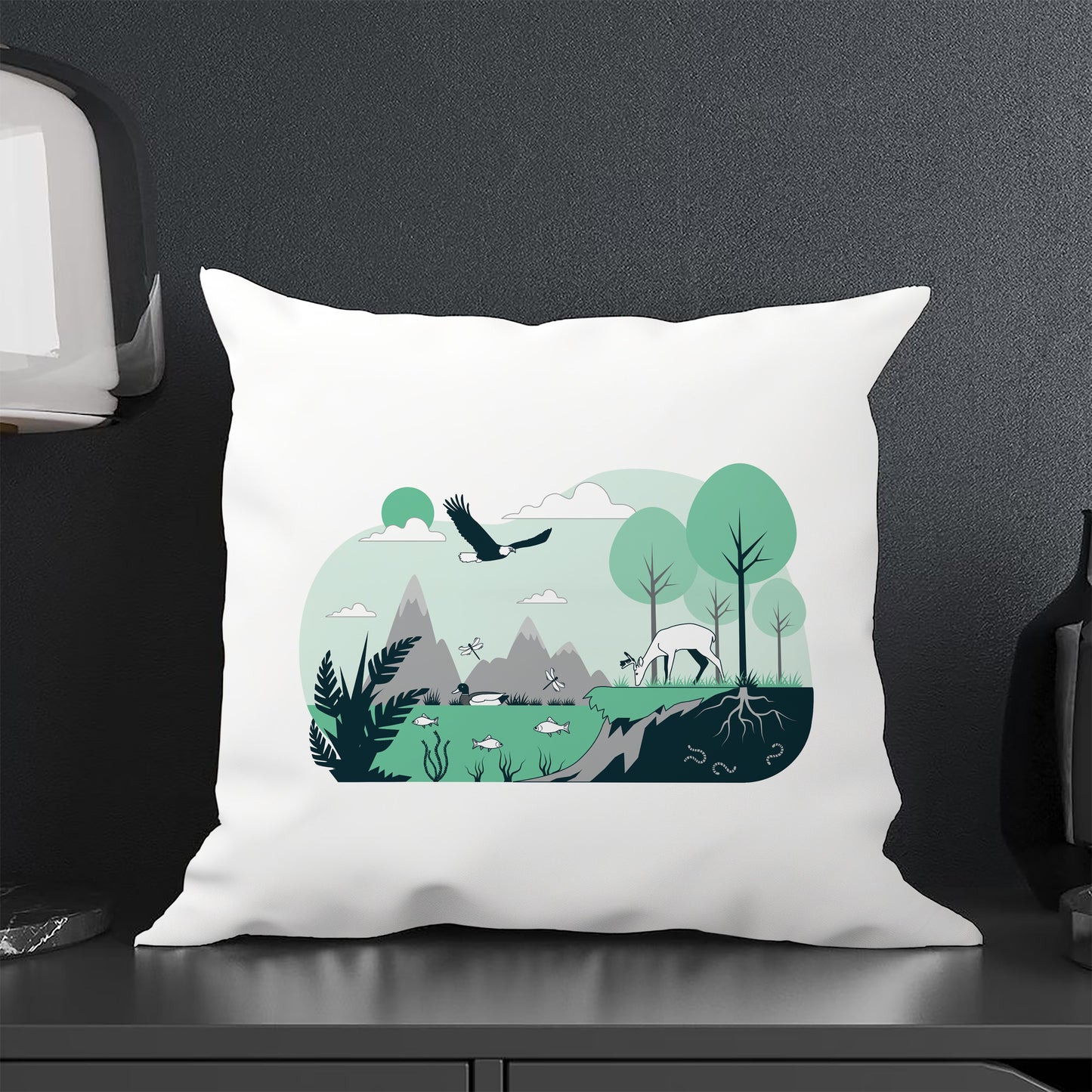 Ecosystem Concept illustration Design Cushion (12x12 inches) Pack of 1