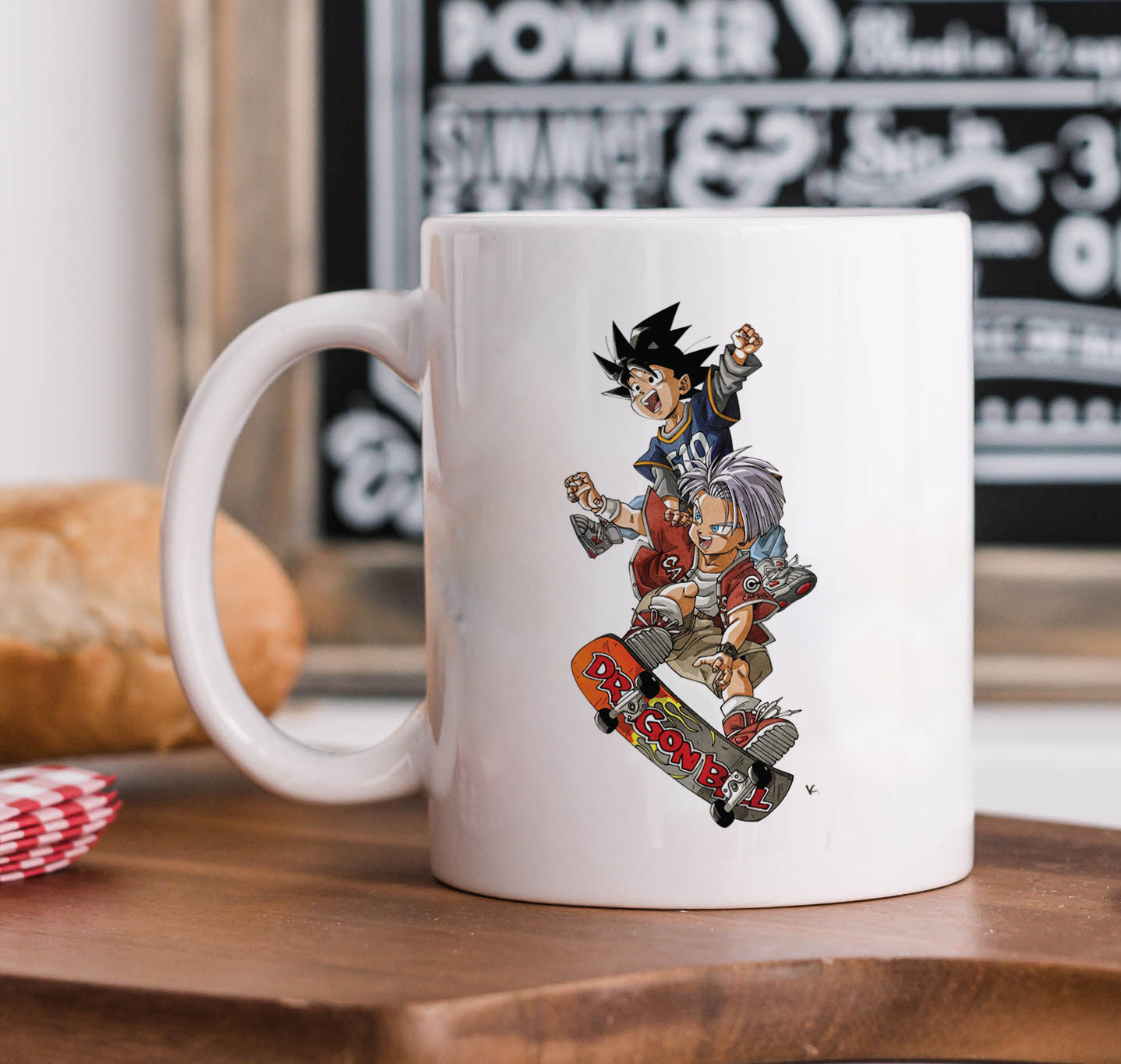 Goten and trunk with skate design Mug and Keychain Combo 330 ml Coffee Mug