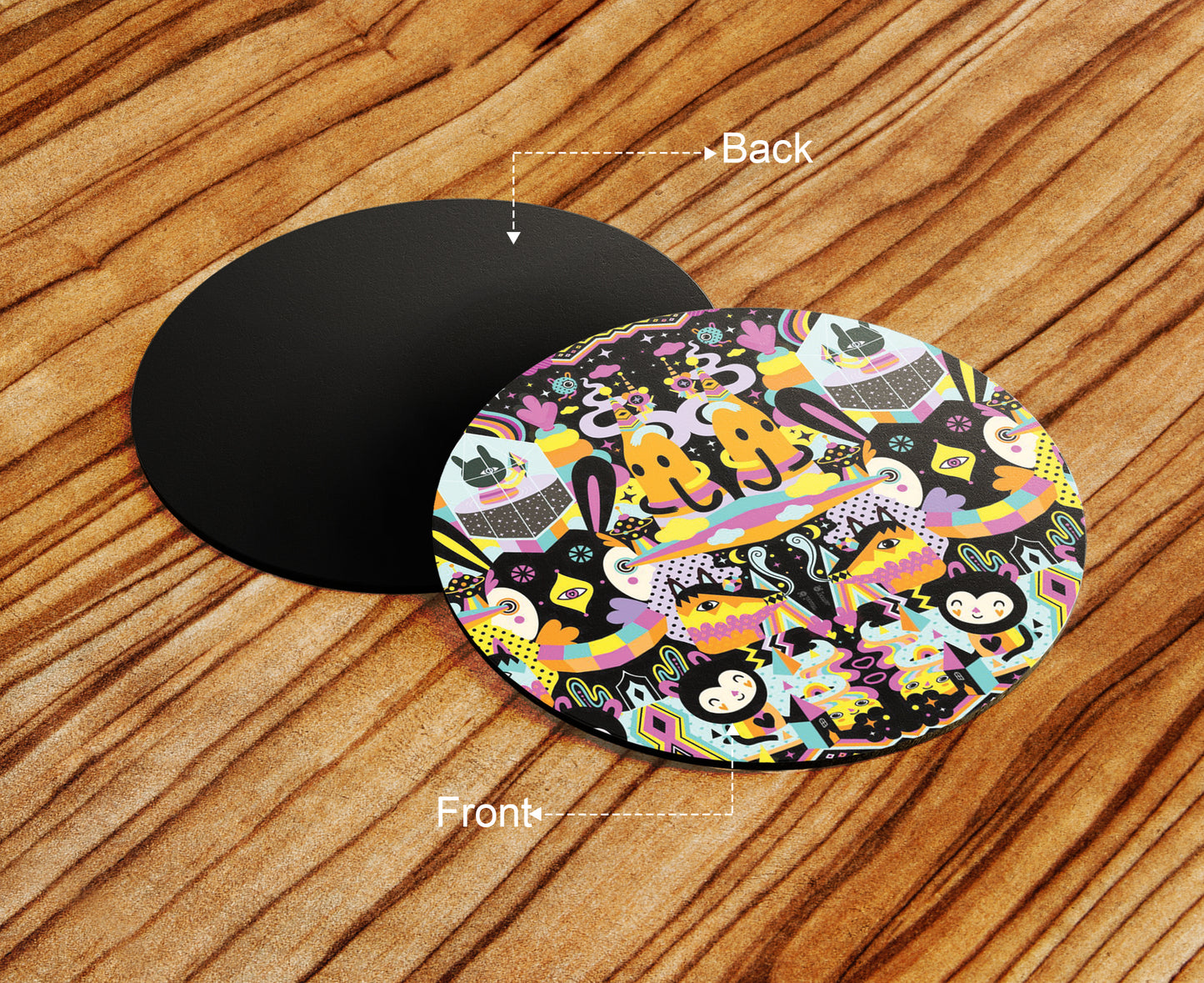 Modern illustration Art Design Full Black 330 ml Coffee Mug with Coaster