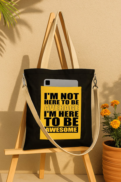 I am not here Printed Women's Girls Cross Body Sling Bag with Extra Front Pocket, College Bag for Girls, Tote Bag for Shopping,Travel