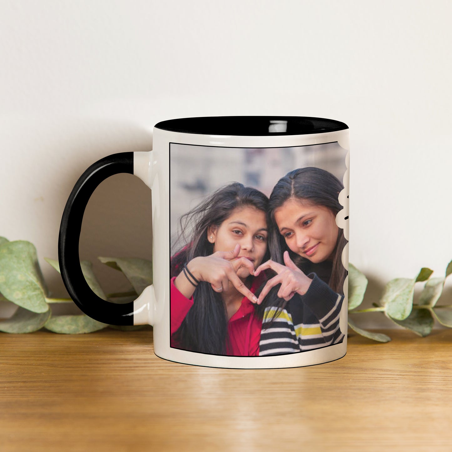 Best Friend forever Personalized Add Two photos black handle 330 ml Coffee Mug