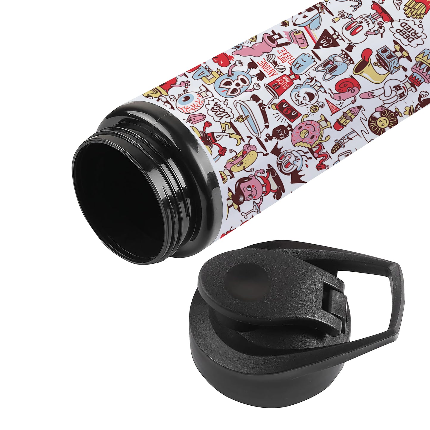 Cartoon doodle Pattern Printed Eagle Shape Water Bottle 750 ml For Gym, Yoga, Kids, Boys, Girls, Brother, Sister, Babies, Baby, Workout, Adults