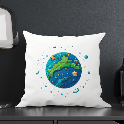 Earth Cartoon Style Design Cushion (12x12 inches) Pack of 1