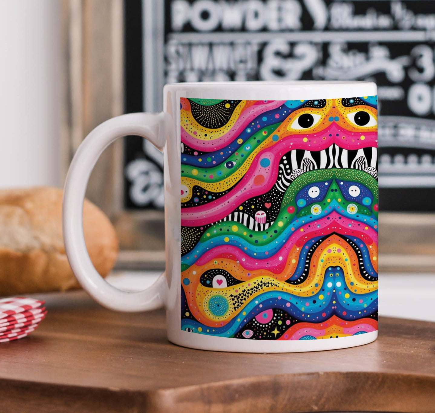 Vibrant Abstract Swirls and Circles Mug and Keychain Combo 330 ml Coffee Mug