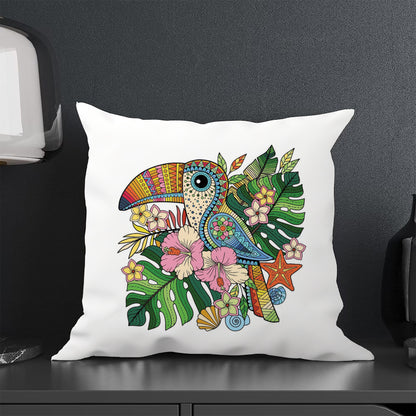 Colorful Mandala Toucan Art Cushion (12x12 inches) Pack of 1