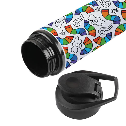 Hand drawn rainbow pattern design Printed Eagle Shape Water Bottle 750 ml For Gym, Yoga, Kids, Boys, Girls, Brother, Sister, Babies, Baby, Workout, Adults