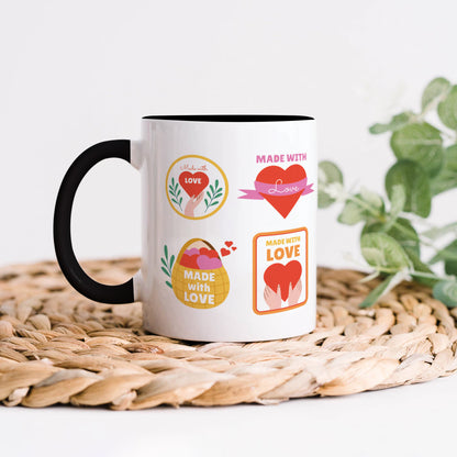 Hand drawn made with love floral label design 330 ml Coffee Mug