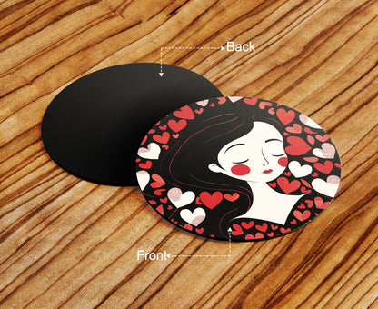 Woman and Hearts Vector Art Pattern Combo Mugs and Coaster(Set of 2 Mugs and 2 coasters) 330 ml Full Black Coffee Mug