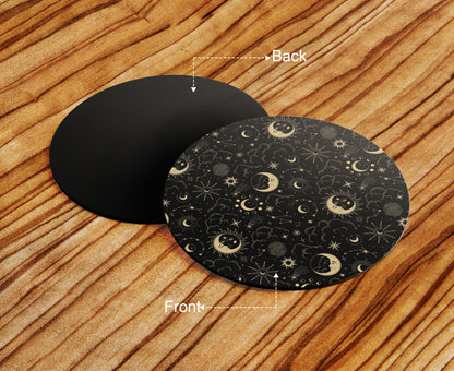 Seamless Vector Constellations and Stars Design Full Black 330 ml Coffee Mug with Coaster