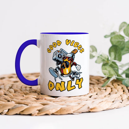 Good vibes only design Dark Blue Handle 330 ml Coffee Mug