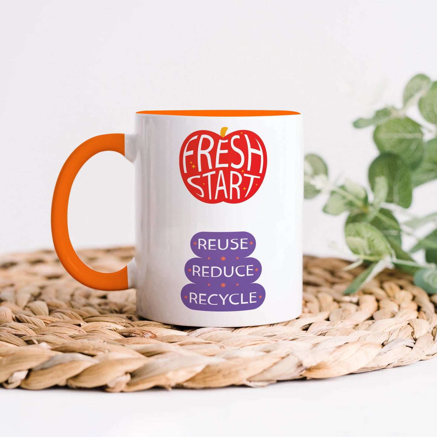 Flat design retro sticker collection Orange Handle 330 ml Coffee Mug