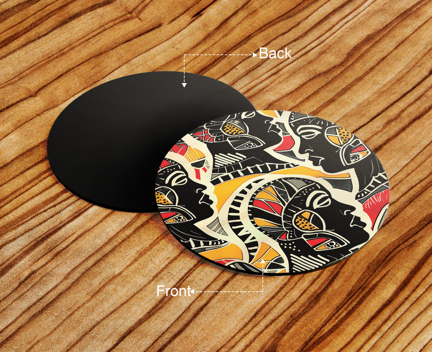 African Style Vector illustration Combo Mugs and Coaster(Set of 2 Mugs and 2 coasters) 330 ml Full Black Coffee Mug