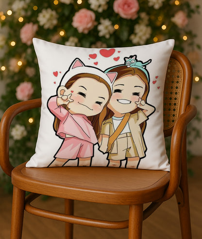 Cute Friendship Design Cushion (12x12 inches) Pack of 1