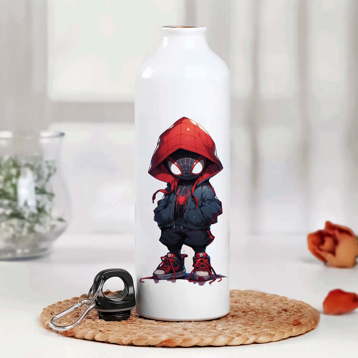 Little Spider man Printed Aluminum Sipper Water Bottle 750 ml For Gym, Yoga, Kids, Boys, Girls, Brother, Sister, Babies, Baby, Workout, Adults