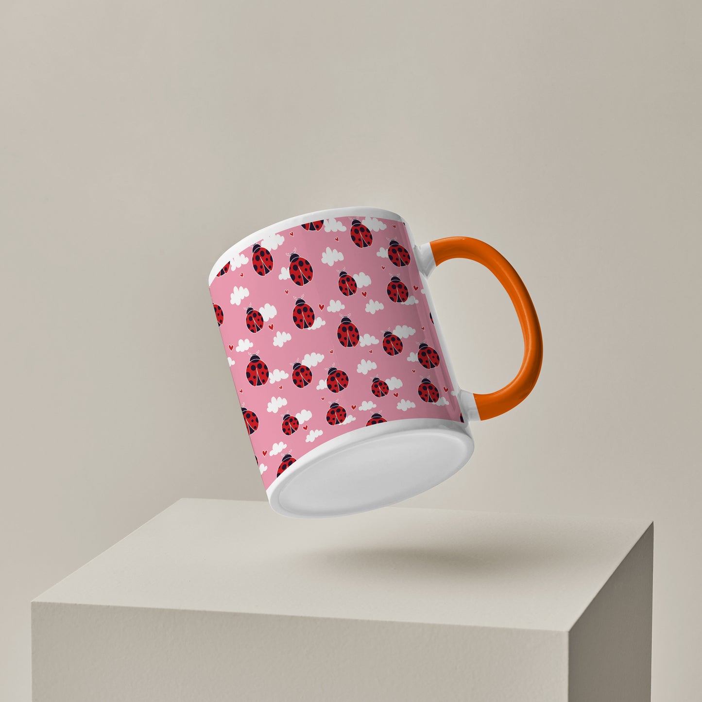 Ladybug pattern design Orange Handle 330 ml Coffee Mug