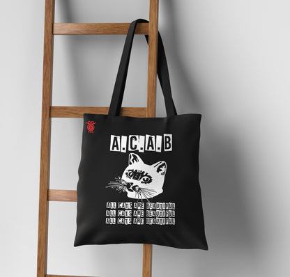 All Cats are Beautiful text  Design Tote Bag (14 X 16 Inches) For Shopping, College, Travel