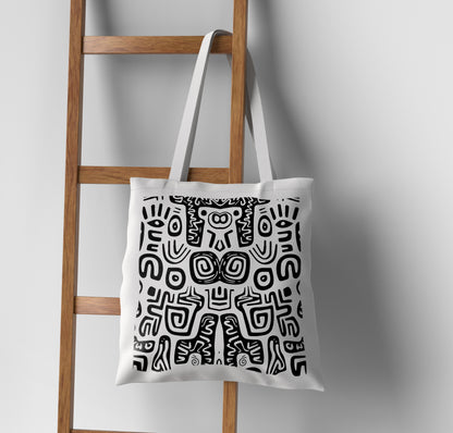 Black and white seamless Design Tote Bag (14 X 16 Inches) For Shopping, College, Travel