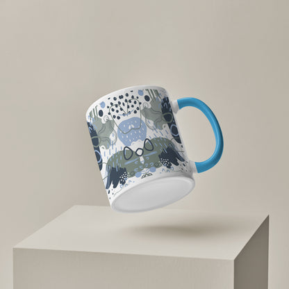 Hand art design Pattern Sky Blue Handle 330 ml Coffee Mug