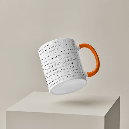 Kawaii faces doodle art design Orange Handle 330 ml Coffee Mug