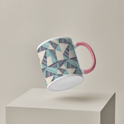 Triangle seamless pattern in patchwork style design Pattern Lite Pink Handle 330 ml Coffee Mug
