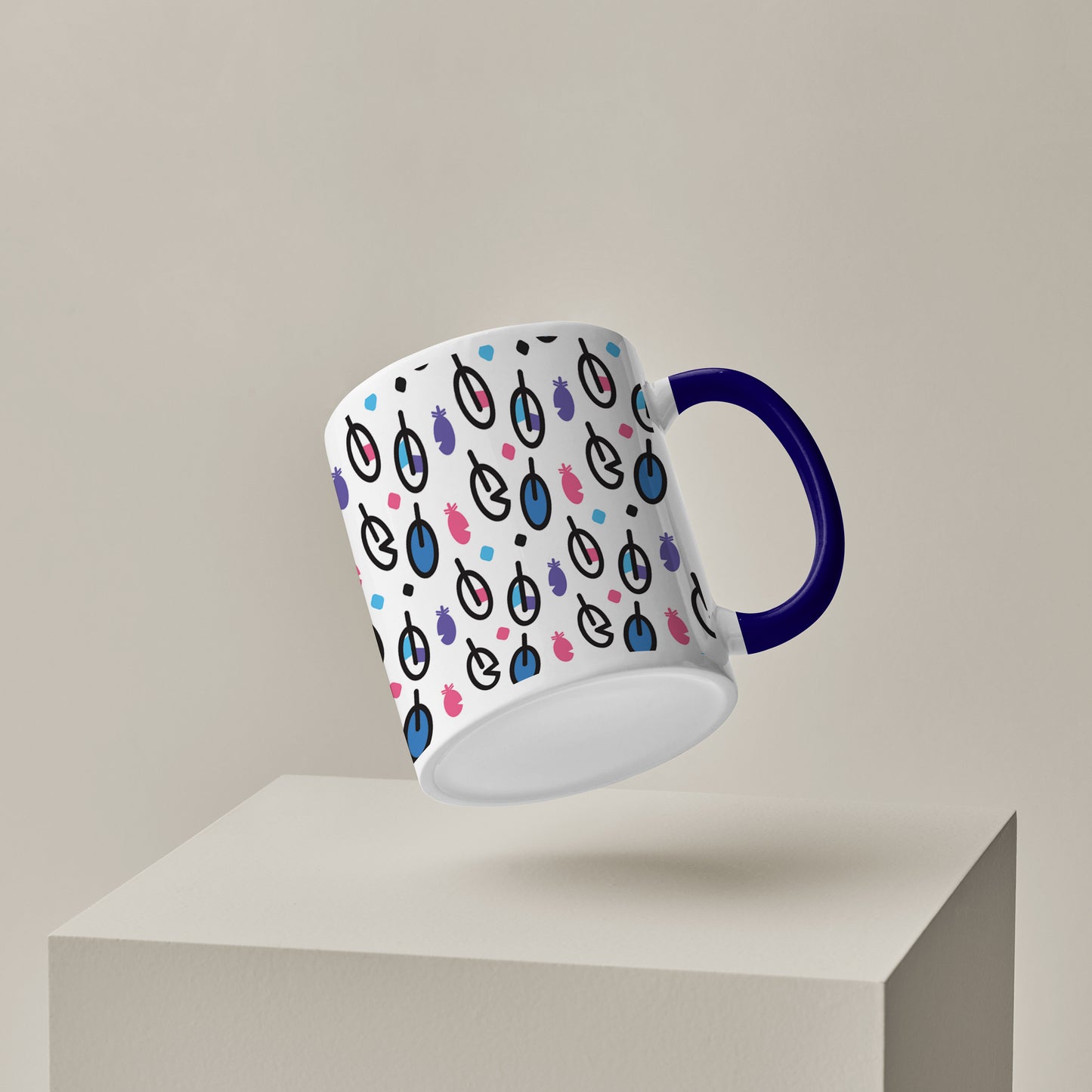 Vector leaves pattern design Pattern Dark Blue Handle 330 ml Coffee Mug