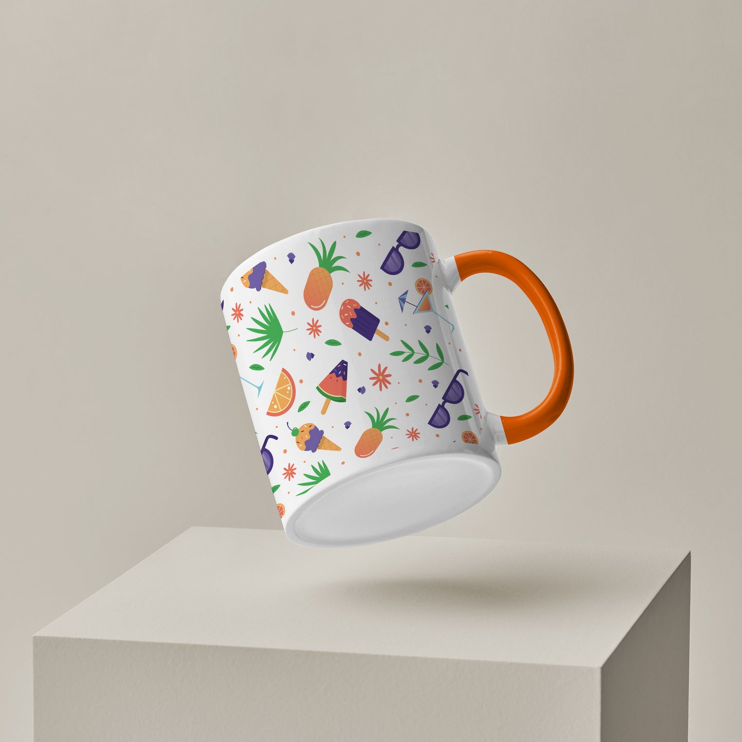 Vector Summer pattern design Orange Handle 330 ml Coffee Mug