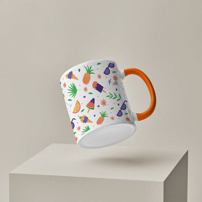 Vector Summer pattern design Orange Handle 330 ml Coffee Mug