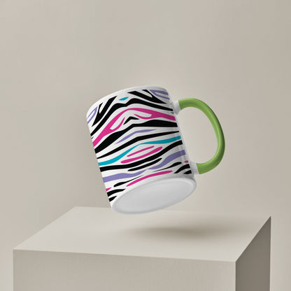 Colorful Tiger Skin with Waving effect Pattern Lite Green Handle 330 ml Coffee Mug