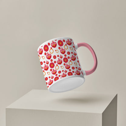 Red seamless love element design Pattern Lite Pink Handle 330 ml Coffee Mug