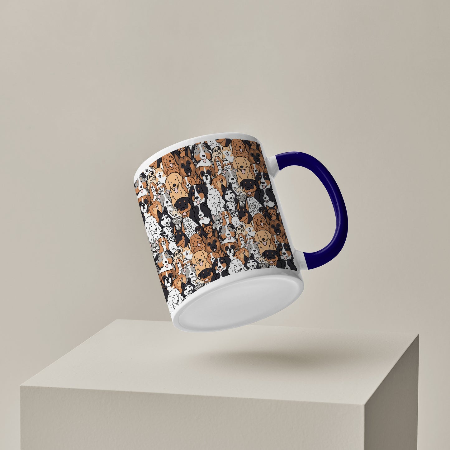 Dog breeds illustration design Pattern Dark Blue Handle 330 ml Coffee Mug