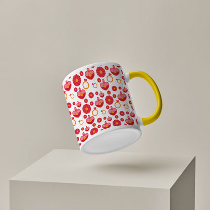 red seamless love element pattern design Pattern Yellow Handle 330 ml Coffee Mug