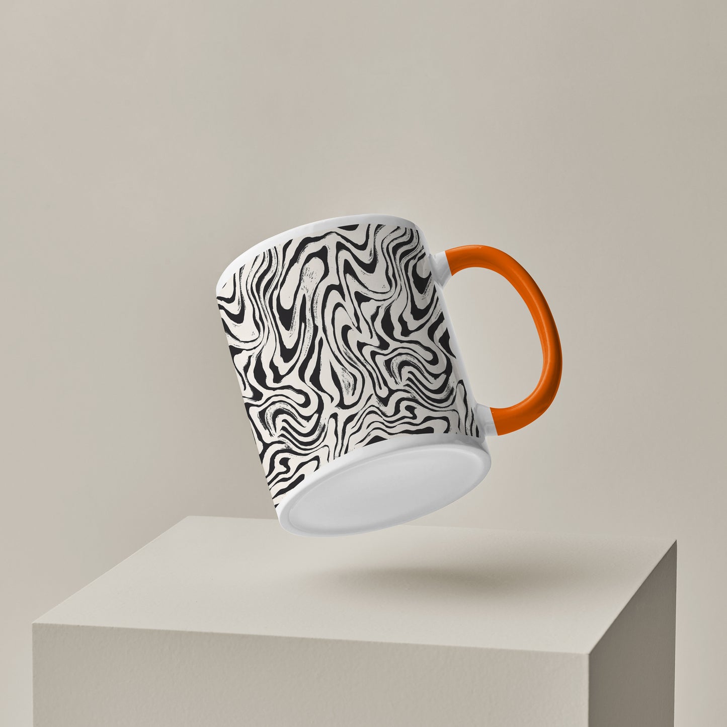Curated pattern design Orange Handle 330 ml Coffee Mug