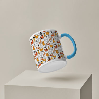 Dog breeds vector leaves pattern  design Pattern Sky Blue Handle 330 ml Coffee Mug