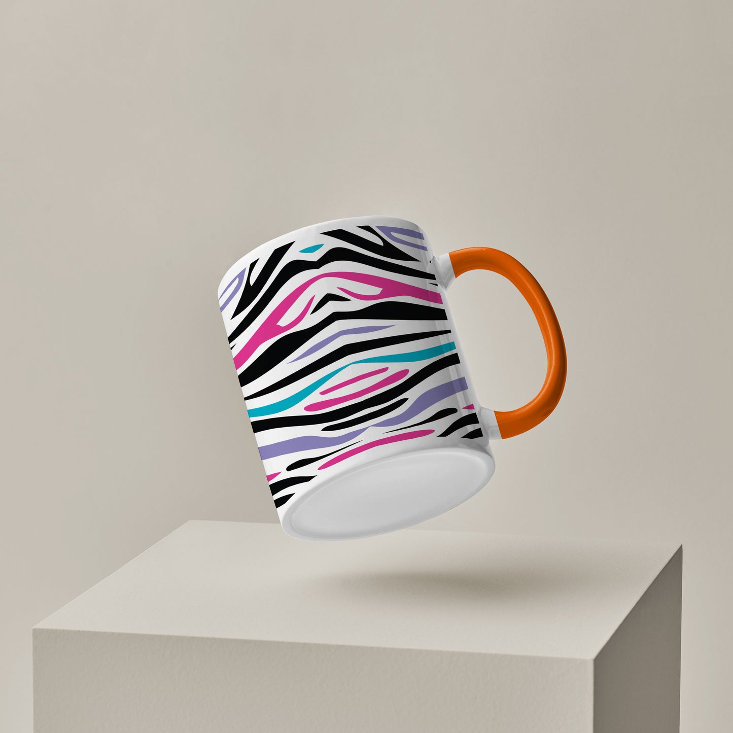 Colorful Tiger Skin with Waving effect Orange Handle 330 ml Coffee Mug
