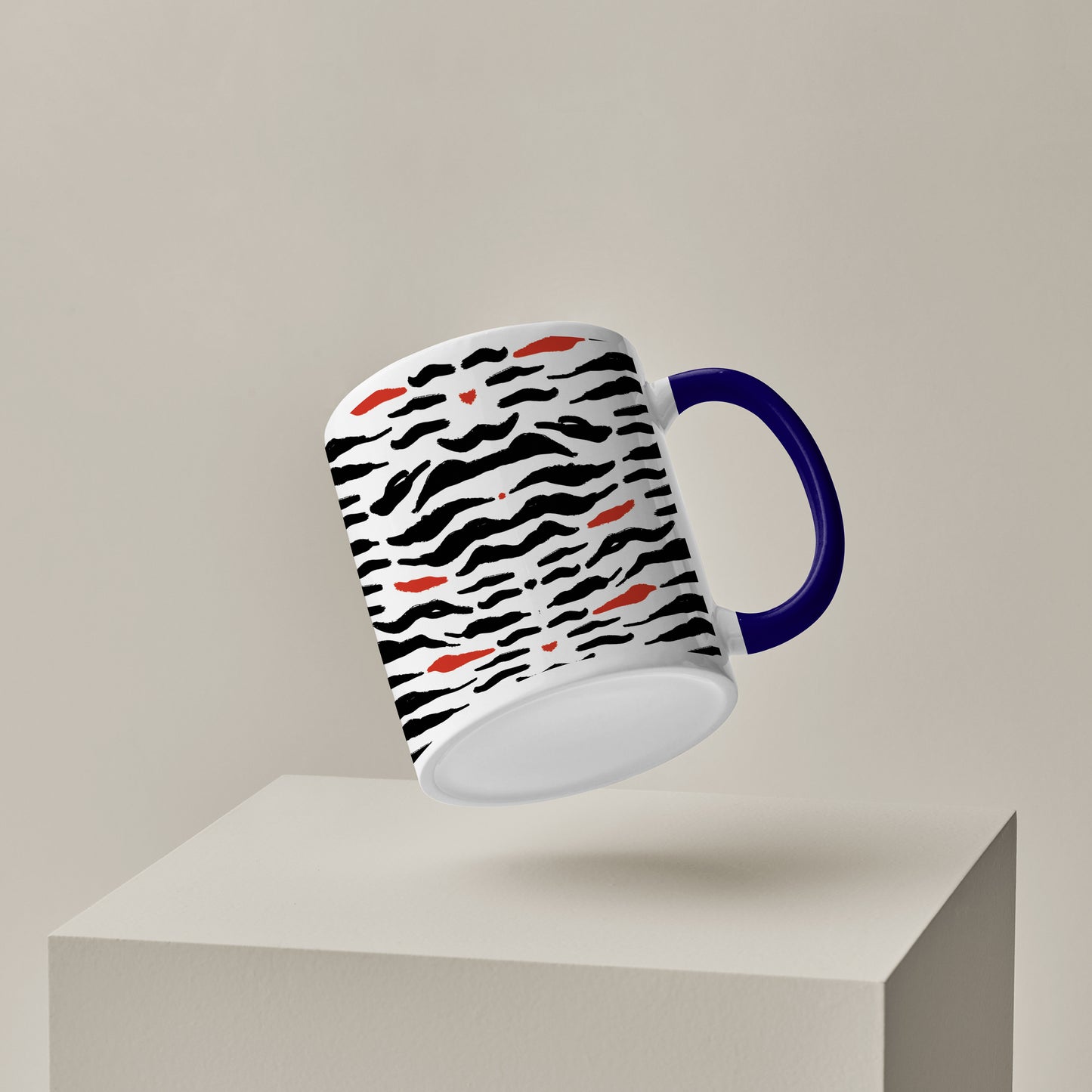 Tiger skin pattern design Pattern Dark Blue Handle 330 ml Coffee Mug