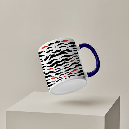 Tiger skin pattern design Pattern Dark Blue Handle 330 ml Coffee Mug