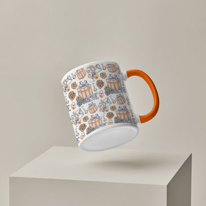 Gift box pattern design Orange Handle 330 ml Coffee Mug